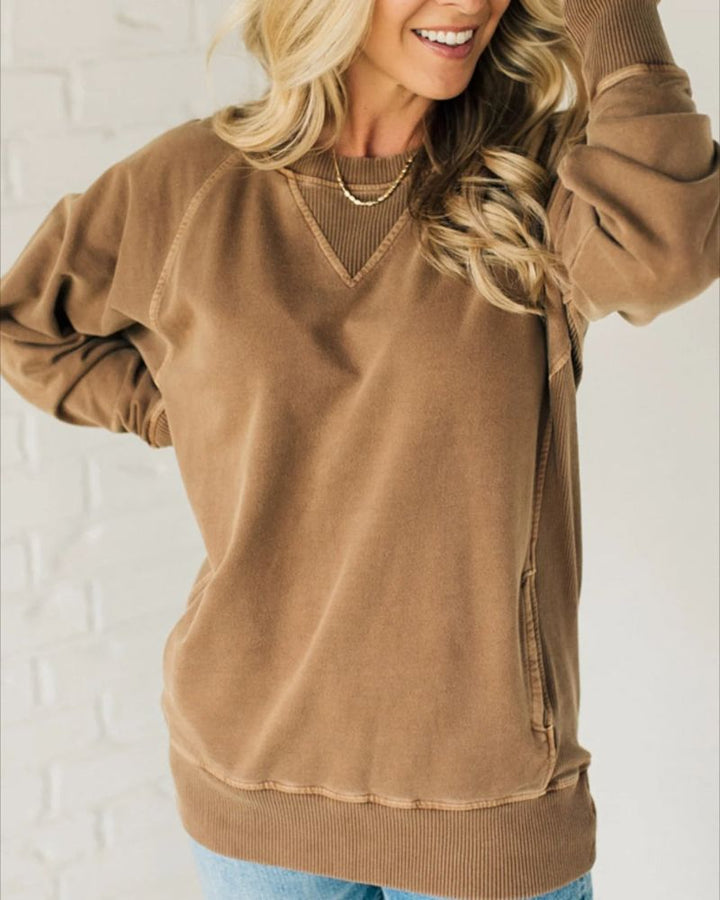 Daisy - Pullover mit Rippeneinsätzen und Taschen