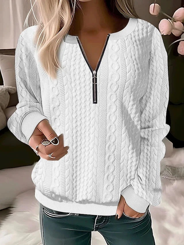 Unifarbenes Langarm-Sweater