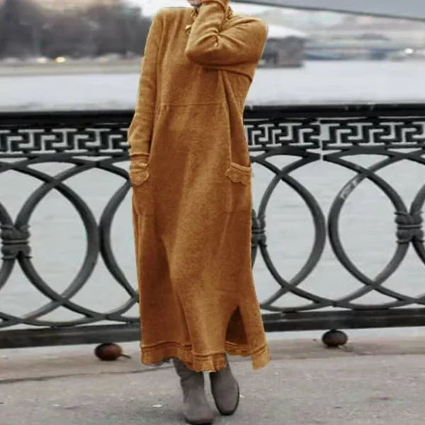 Doris™ Maxi-Kleid aus Wolle und Baumwolle