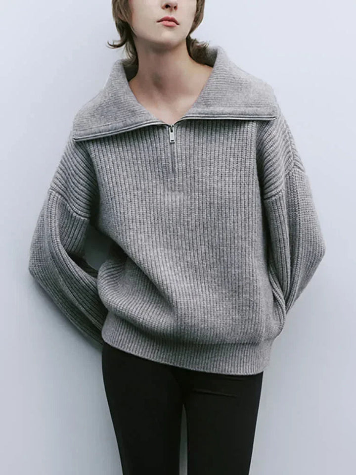 Luisa™ - Stylischer lockerer Pullover mit lockerem Reißverschluss